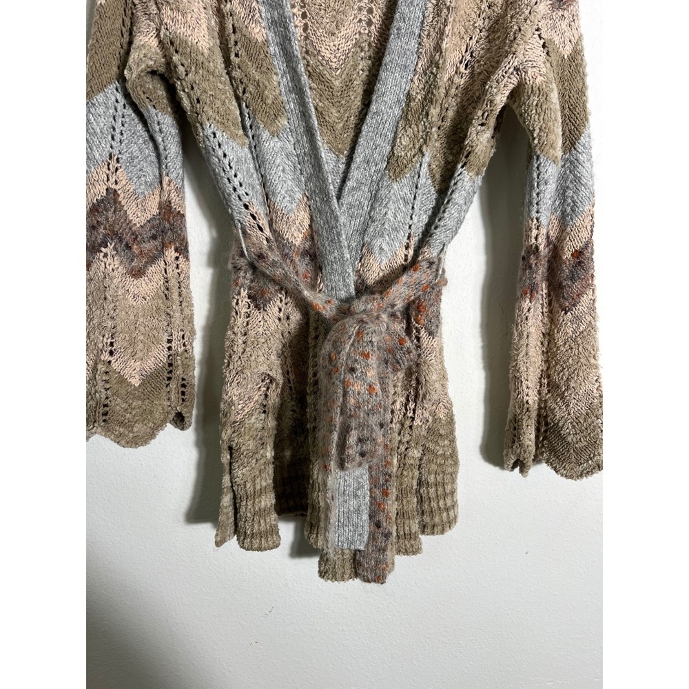 MEADOW RUE x ANTHROPOLOGIE Chevron Alpaca Wool Belted Cardigan Sweater - Picture 5 of 8